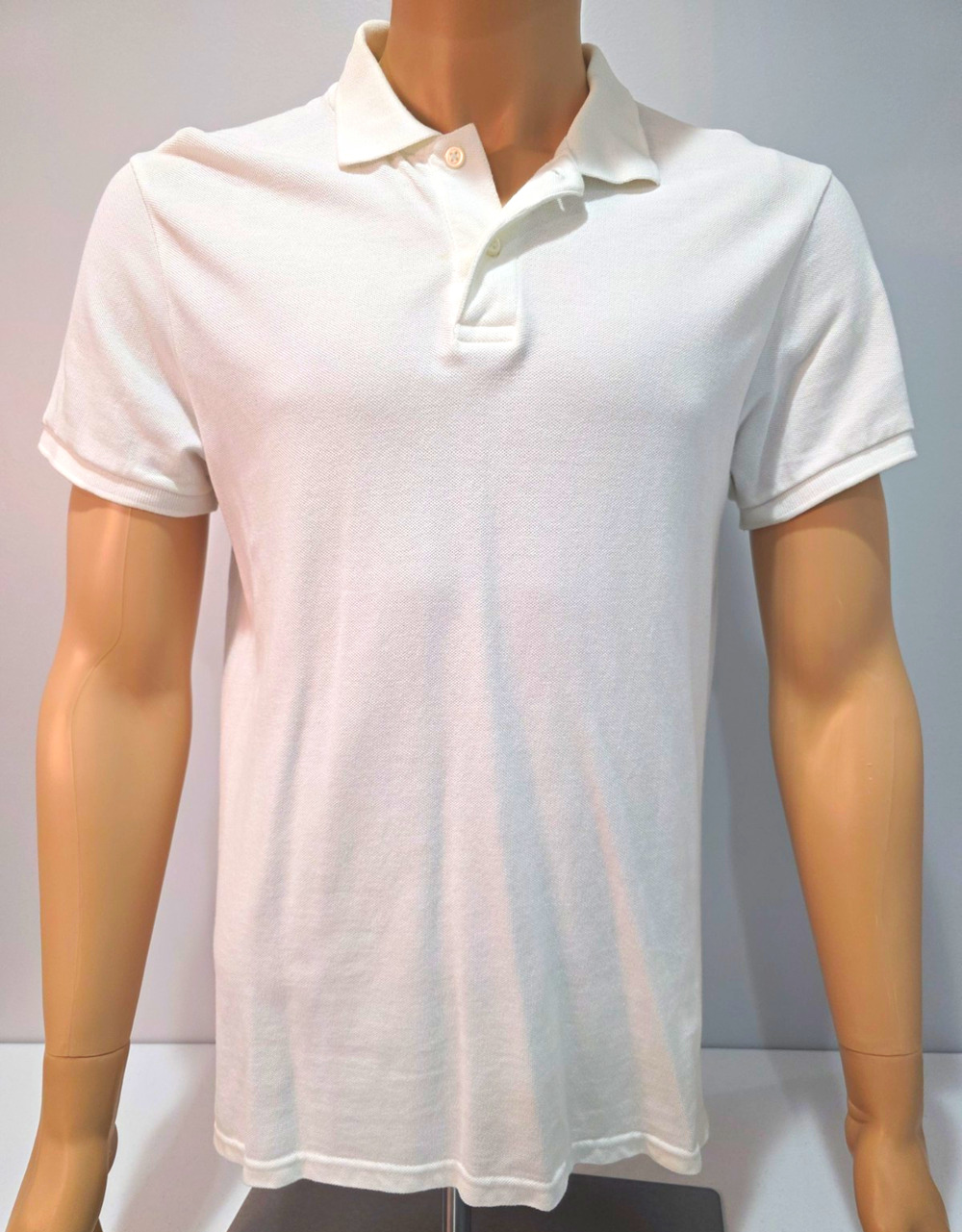 Old Navy Mens Medium White Polo Shirt Short Sleeve Pique Classic Casual Golf